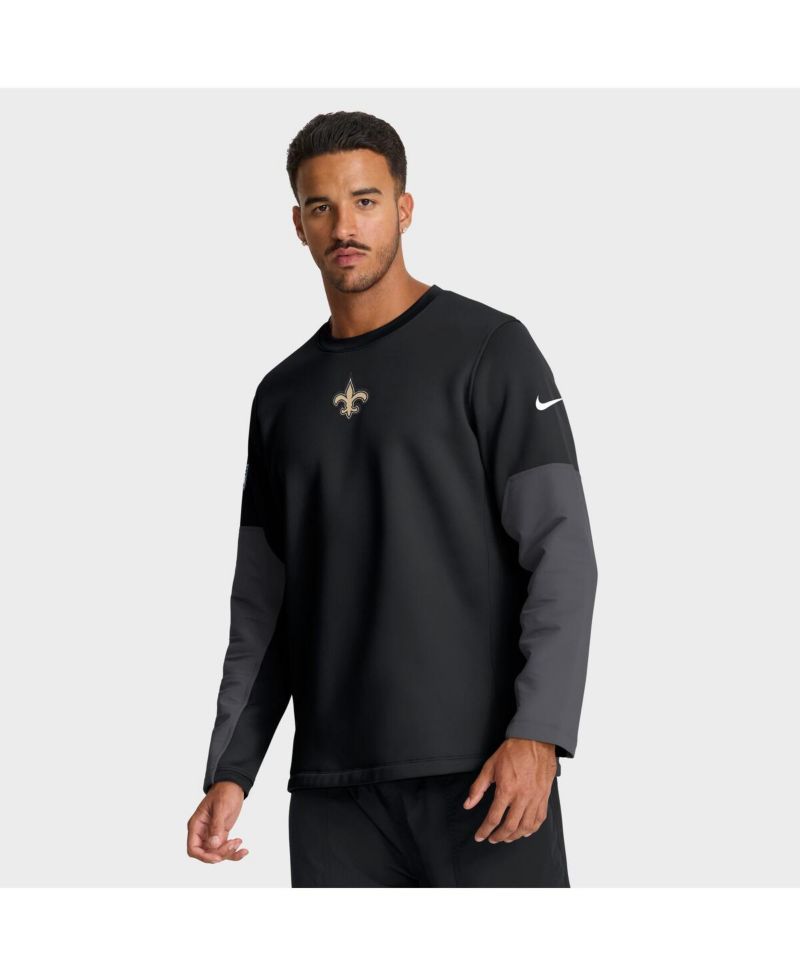 Men's Black New Orleans Saints Sideline Coach Therma-FIT Long Sleeve T-Shirt