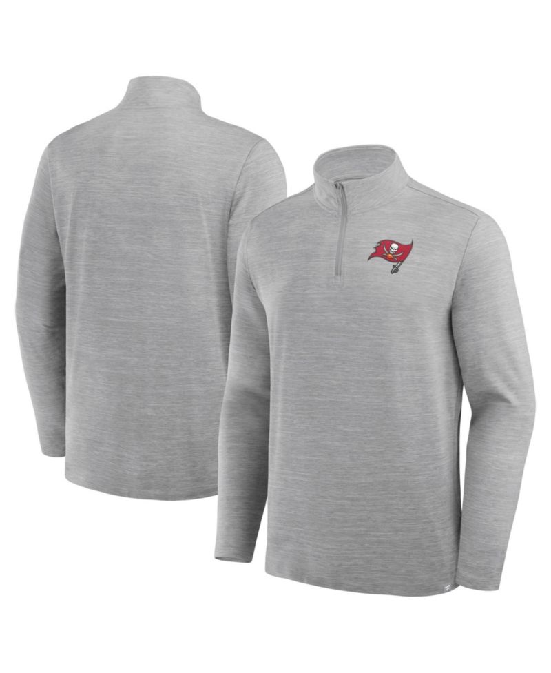 Men's Heather Gray Tampa Bay Buccaneers Clutch Quarter-Zip Pullover Sweatshirt