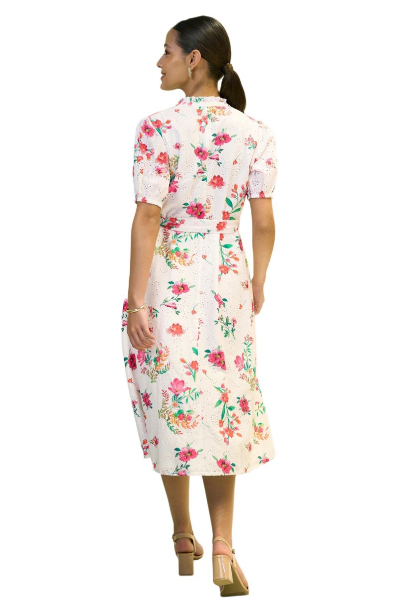 Women's Broderie Anglaise Midi Shirt Dress