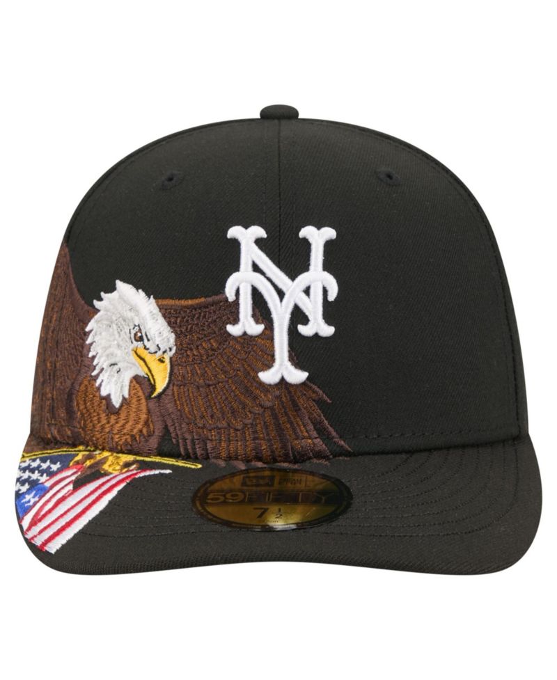 Men's Black New York Mets Americana Bald Eagle Pre-Curved 59FIFTY Fitted Hat