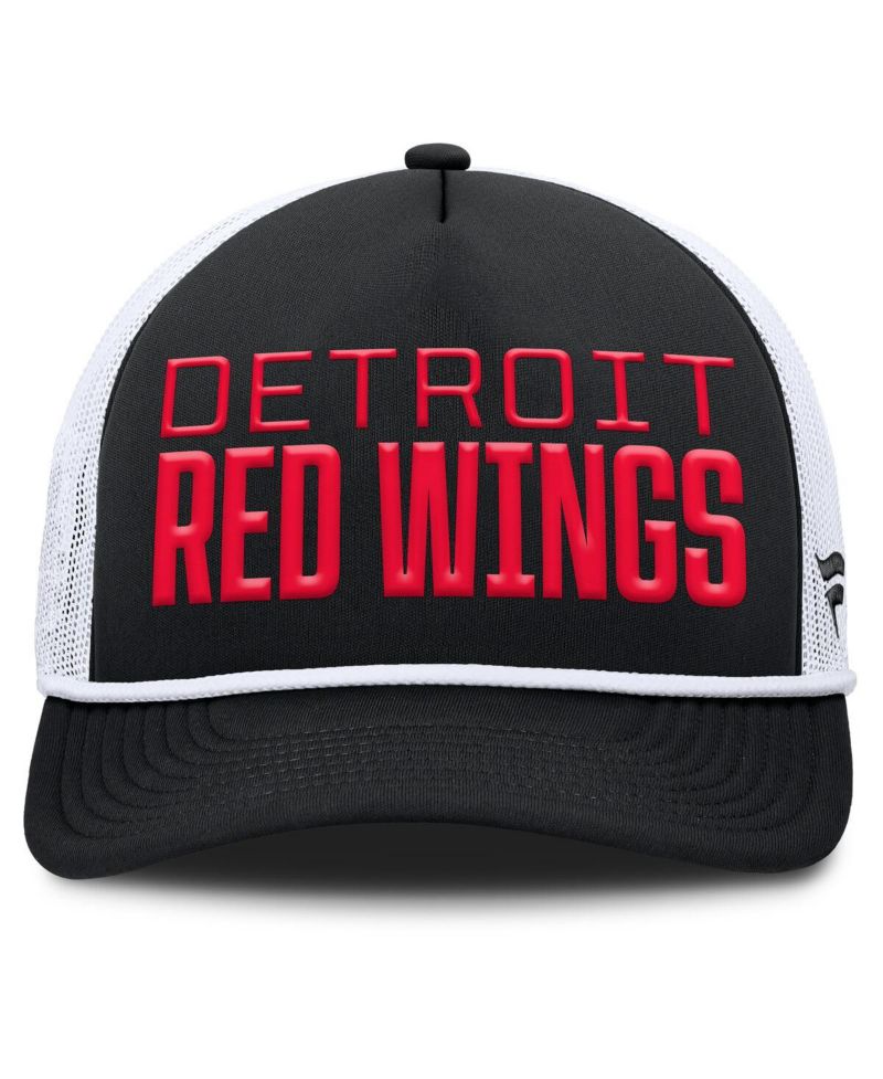 Men's Black/White Detroit Red Wings Heritage Dutch A-Frame Trucker Adjustable Hat