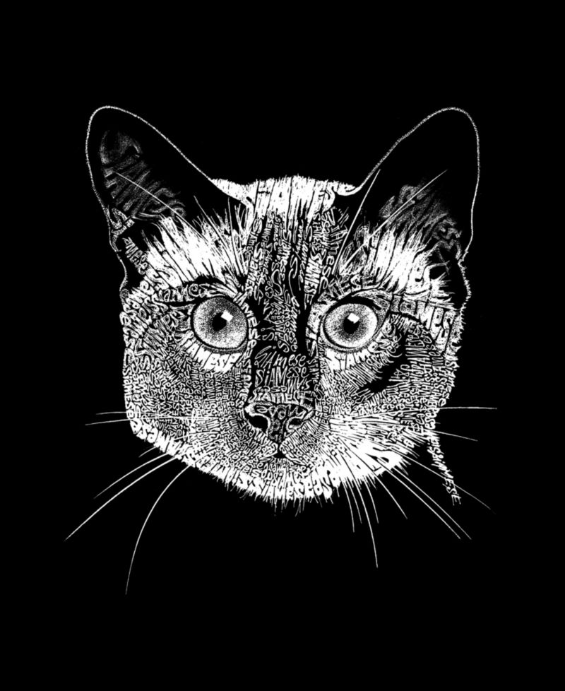 Men's Word Art Long Sleeve Siamese Cat T-shirt