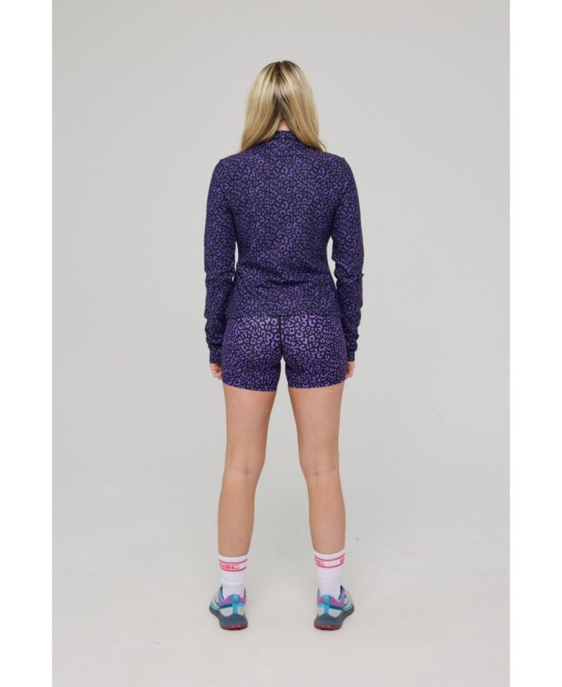 Women's Infinite Cropped Zipped Jacket - Purple Leopard