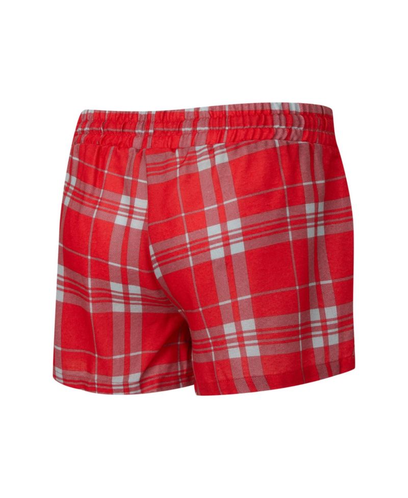 Women's 2-Piece Heather Gray/Red Kansas City Chiefs Regulate Plaid Long-Sleeve T-Shirt and Shorts Sleep Set