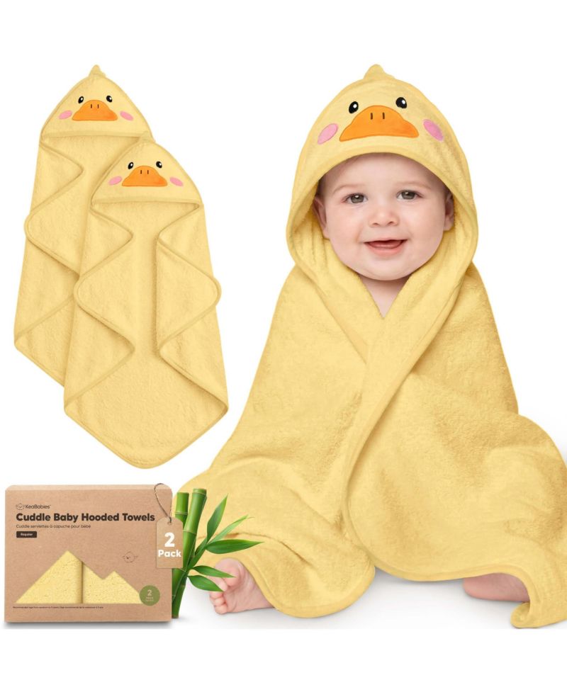 Cuddle Baby Hooded Towel, 2-Pack Baby Bath Towel for Newborn, Large Hooded Baby Towels with Hood, Soft Absorbent