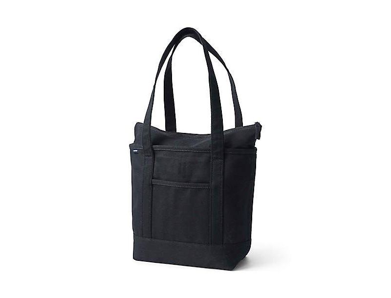 Medium 5 Pocket Zip Top Long Handle Canvas Tote Bag