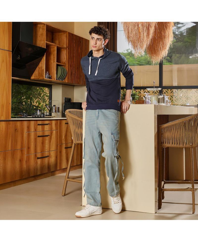 Men's Prussian Blue Block Pullover Hoodie