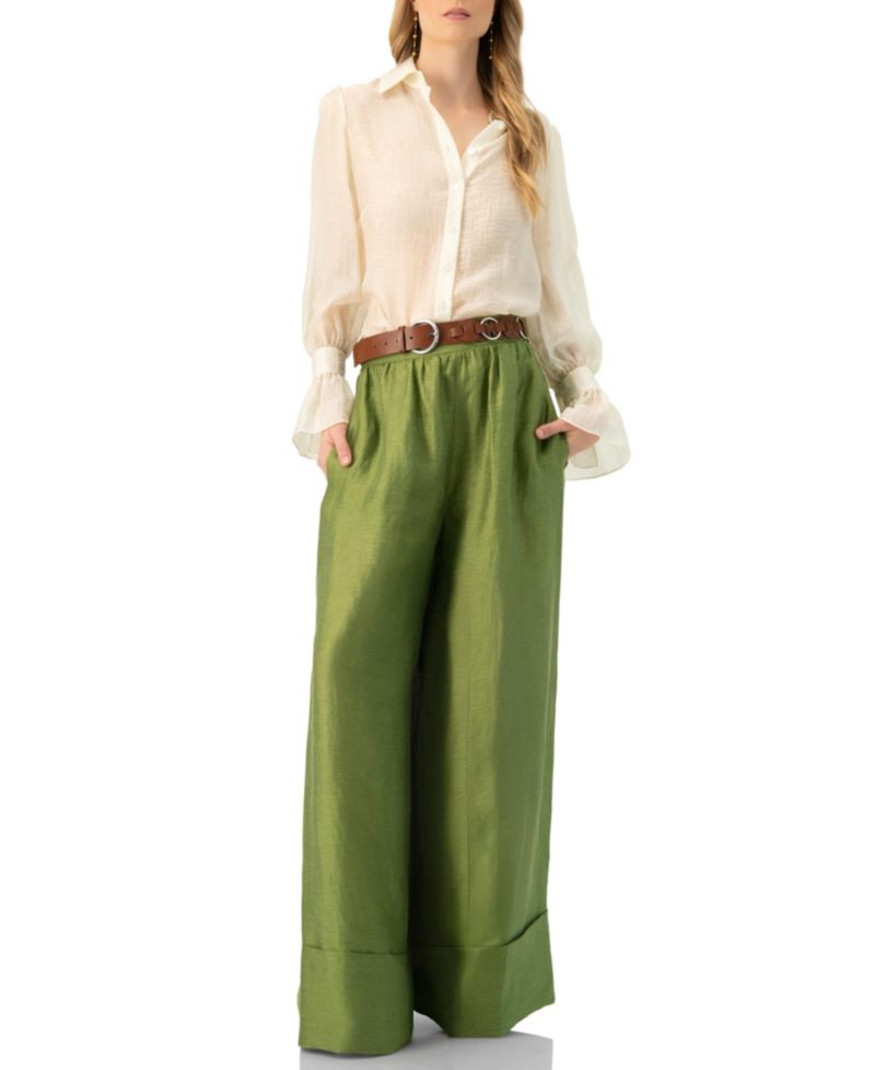 Women's See-Through Long Sleeve Shirt With Wide Cuffs