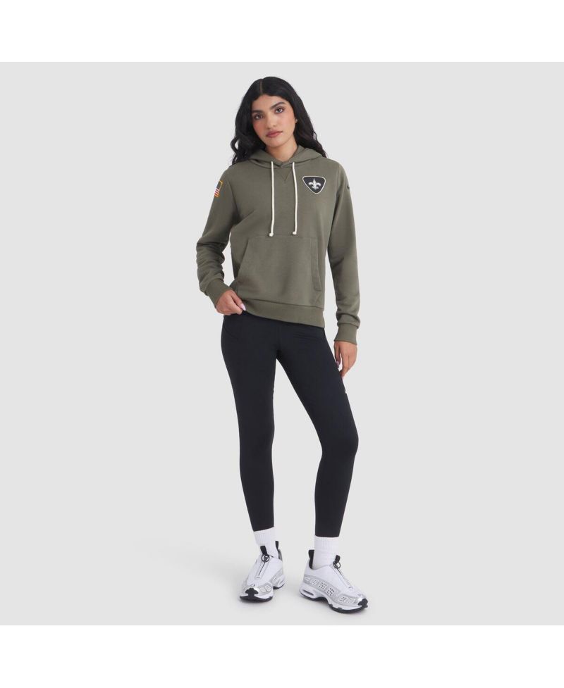 Women's Olive New Orleans Saints 2025 Salute to Service Sideline Standard Issue Dri-FIT Hoodie