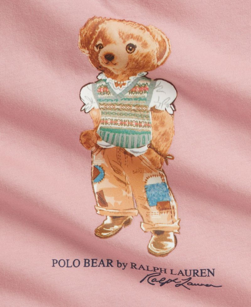 Ralph Lauren Baby Girls' Polo Bear Cotton Jersey Peplum Top