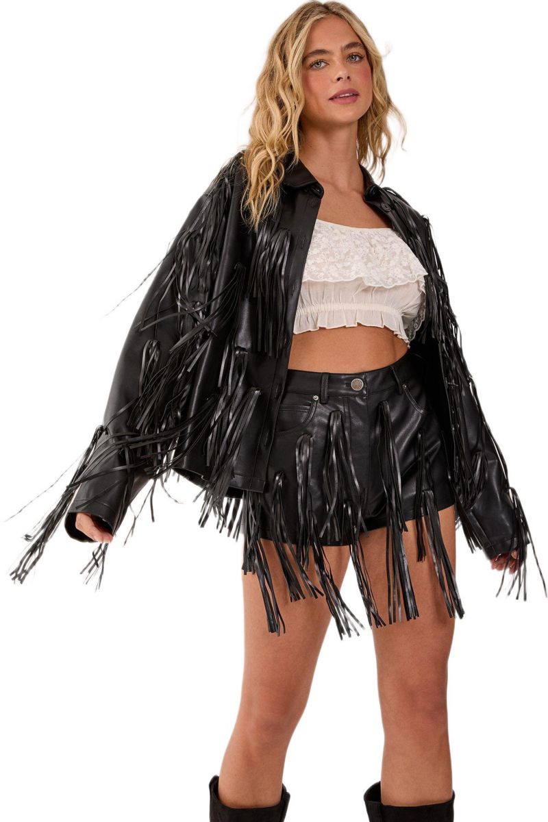 Women's Faux Leather Tassel Jacket