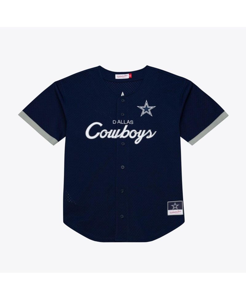 Men's Navy Dallas Cowboys Head Coach Mesh Full-Button Fashion Jersey