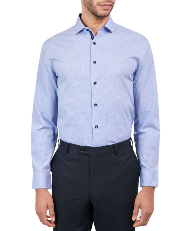 Men's Regular-Fit Gingham Dot Dress Shirt