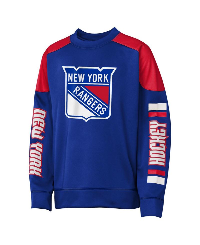 Big Boys and Girls Mika Zibanejad Blue New York Rangers Best Defense Name & Number Crewneck Sweatshirt
