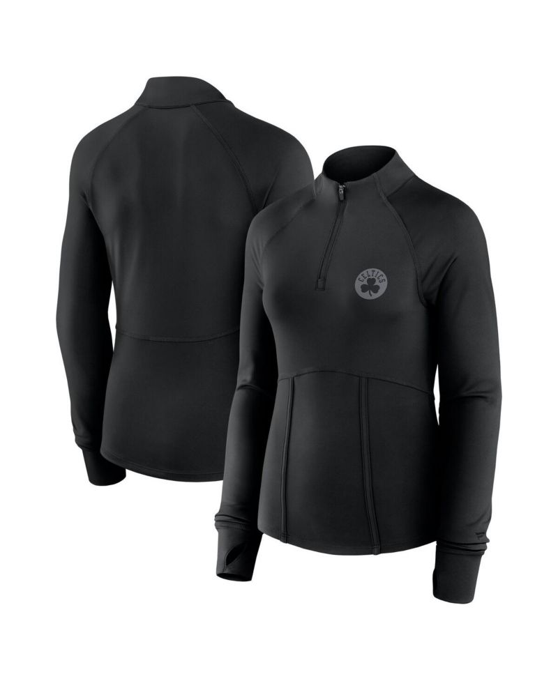 Women's Black Boston Celtics Elements Match Raglan Quarter-Zip Top