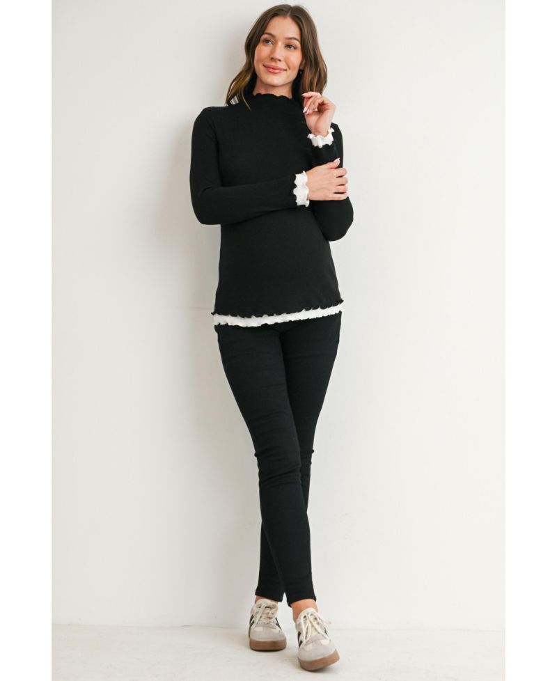 Maternity Ribbed Mock Neck Long-Sleeve Tunic