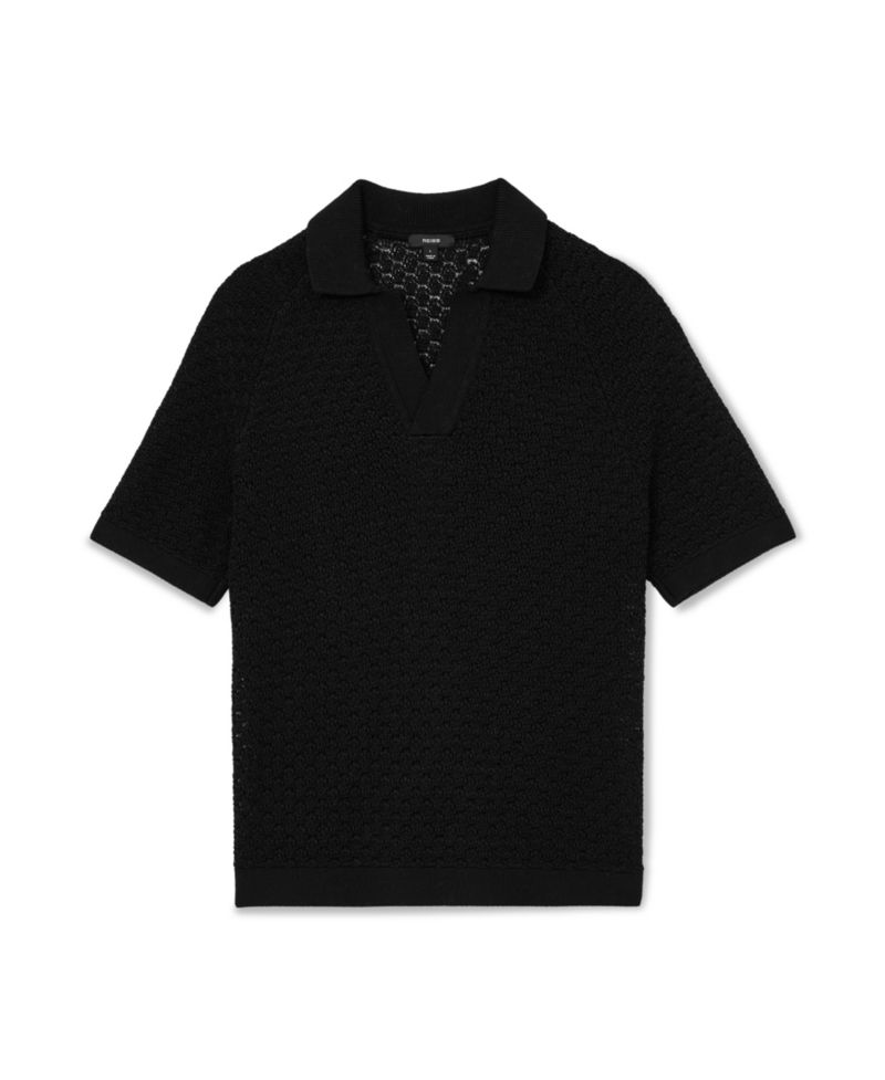 Men's Raffarty Open Collar Stitch Detail Polo Shirt