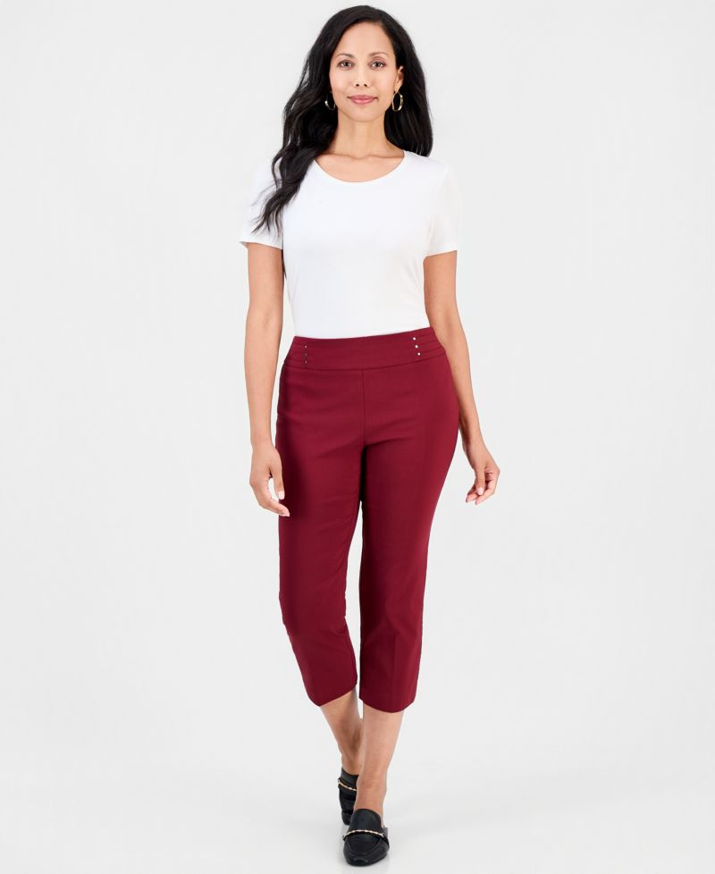 Petite Rivet-Detail Capri Pants
