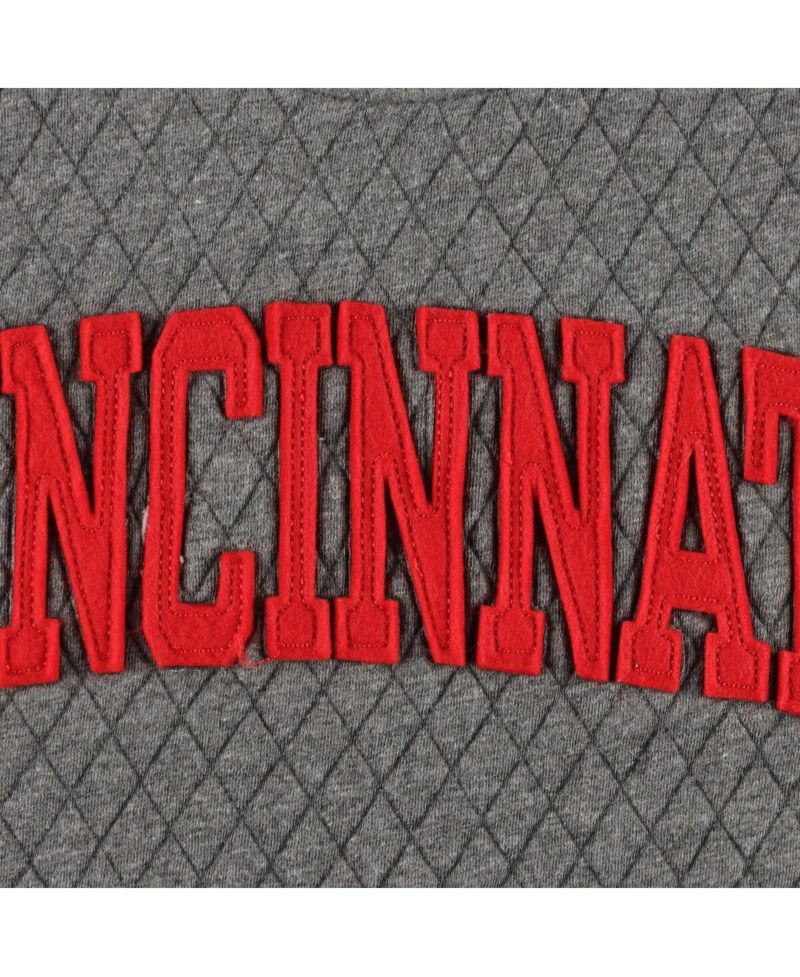 Women's Heather Charcoal Cincinnati Bearcats Moose Quilted Pullover Sweatshirt