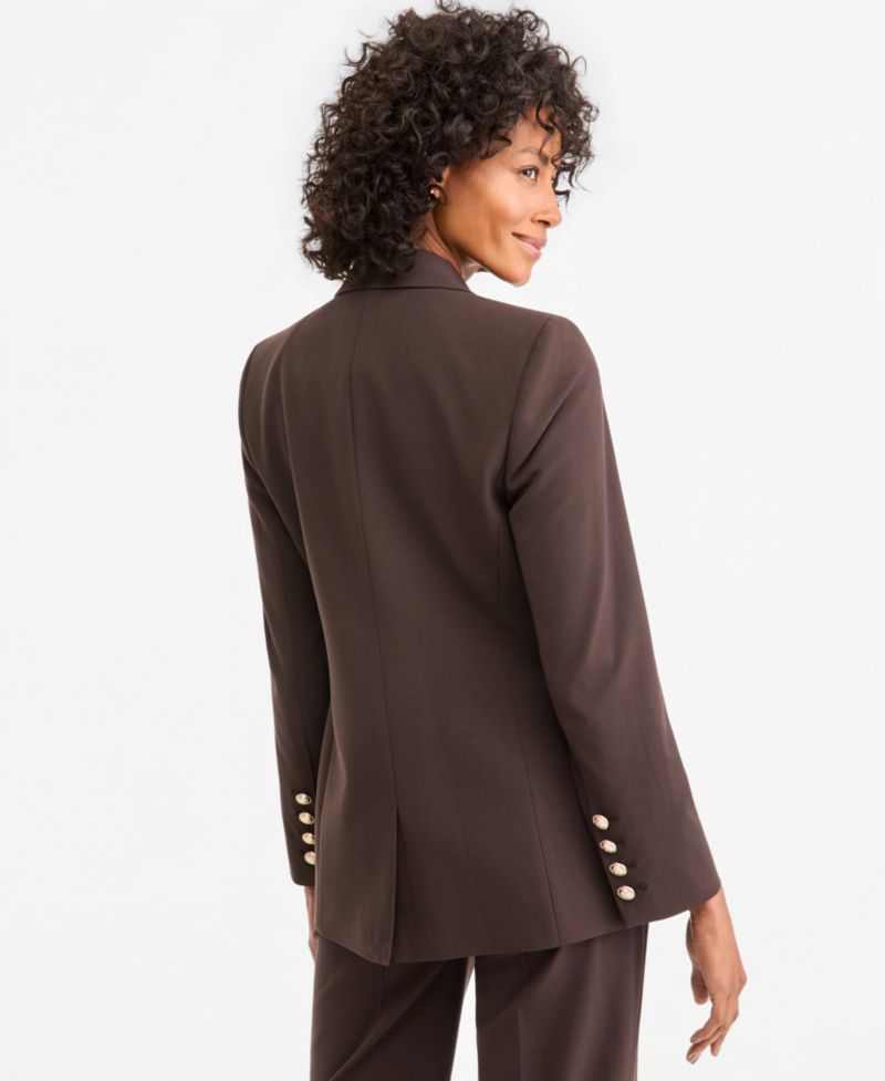 Petite One-Button Peak Lapel Stretch Blazer