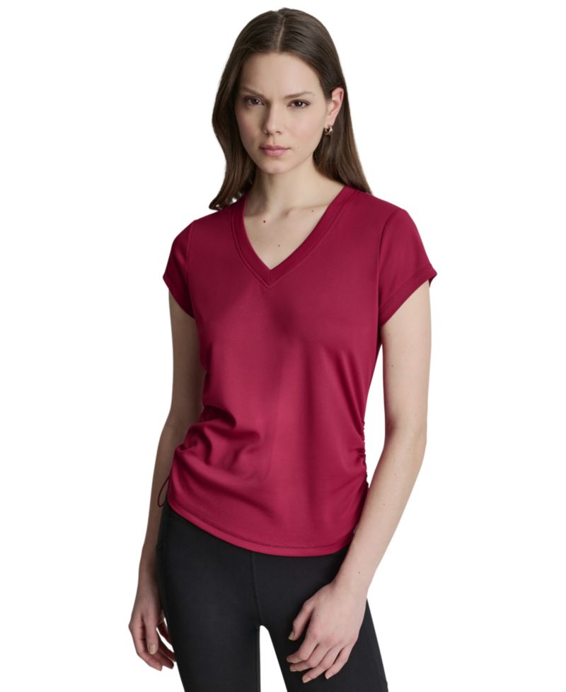 Women's Ruched Side Seams V-Neck Tech T-Shirt