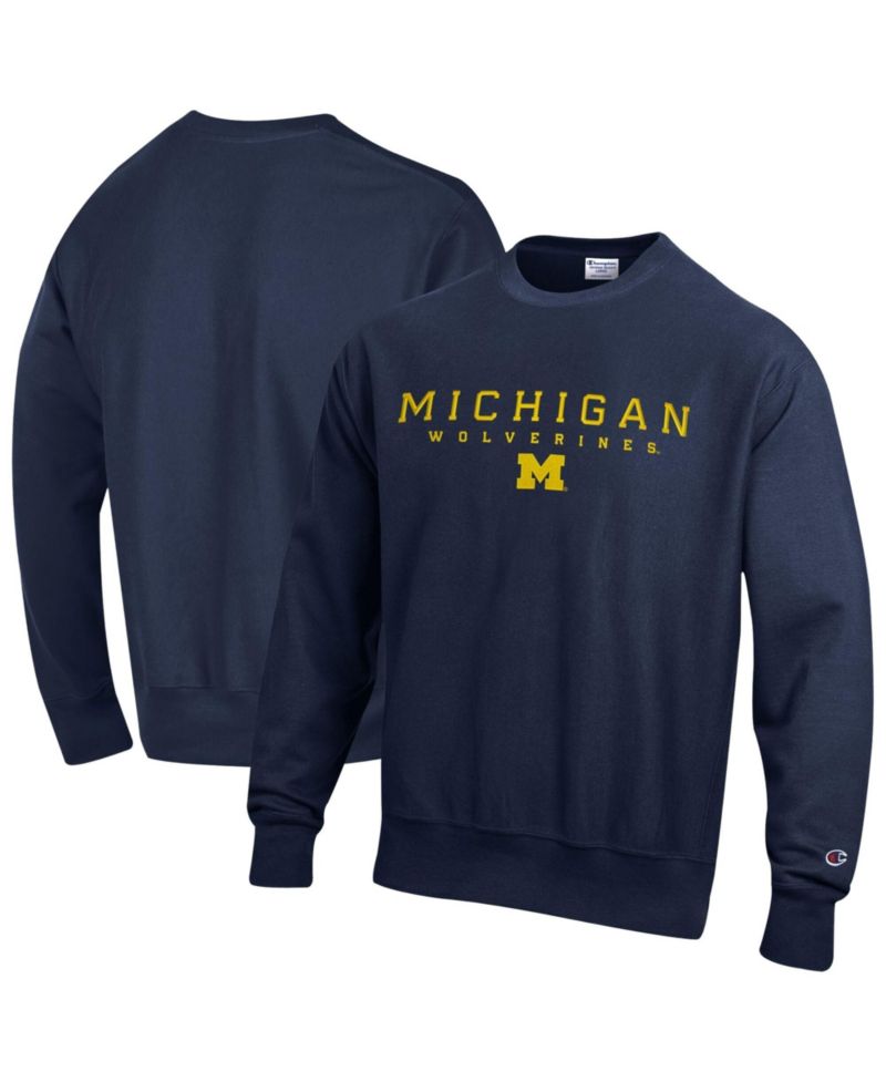Men's Navy Michigan Wolverines Relentless Reverse Weave Sweatshirt
