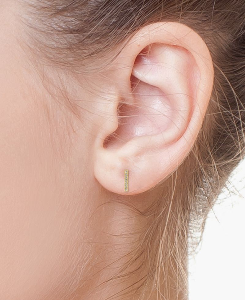 EFFY® Diamond Bar Stud Earrings (1/20 ct. t.w.) in Sterling Silver or 14k Gold-Plated Sterling Silver