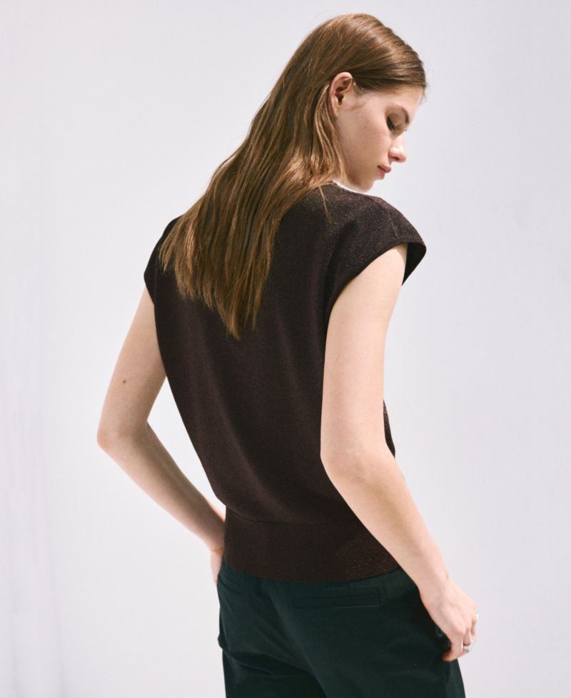 Women's Boat-Neck Short-Sleeve Knitted Top