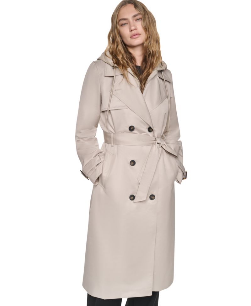 Women's Quilted Hooded Trench Coat