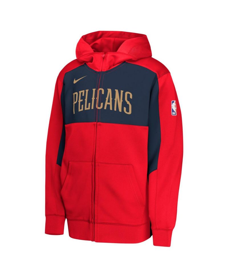 Youth Red/Navy New Orleans Pelicans Authentic On-Court Showtime Performance Full-Zip Hoodie