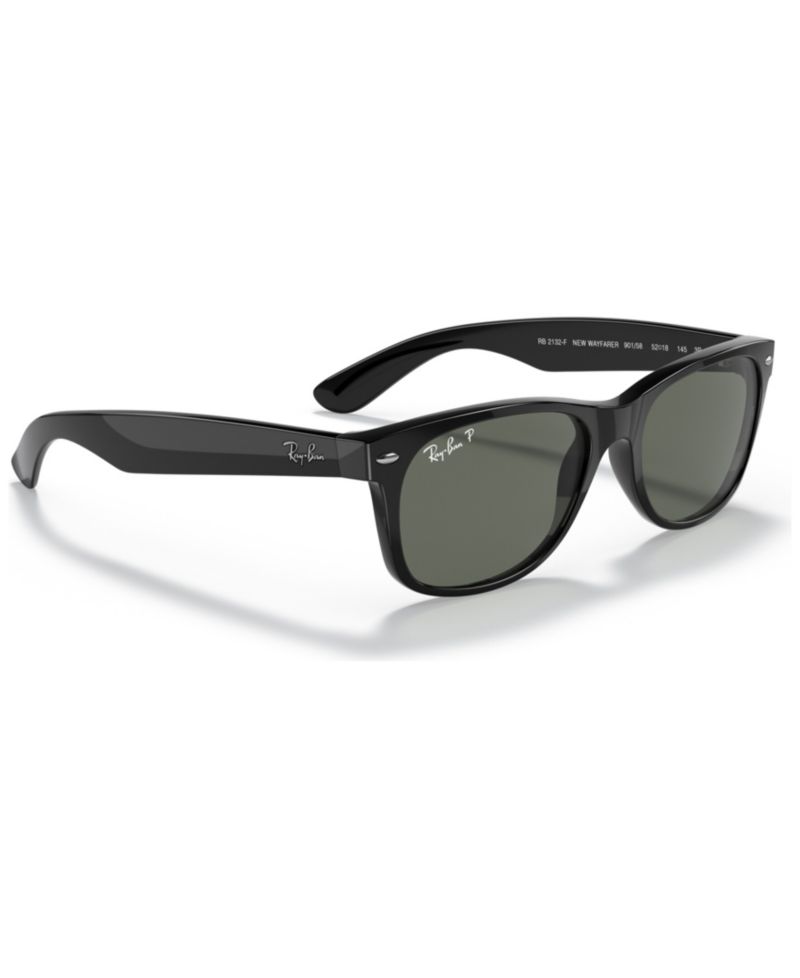 Unisex Polarized Low Bridge Fit Sunglasses, RB2132F NEW WAYFARER CLASSIC 55