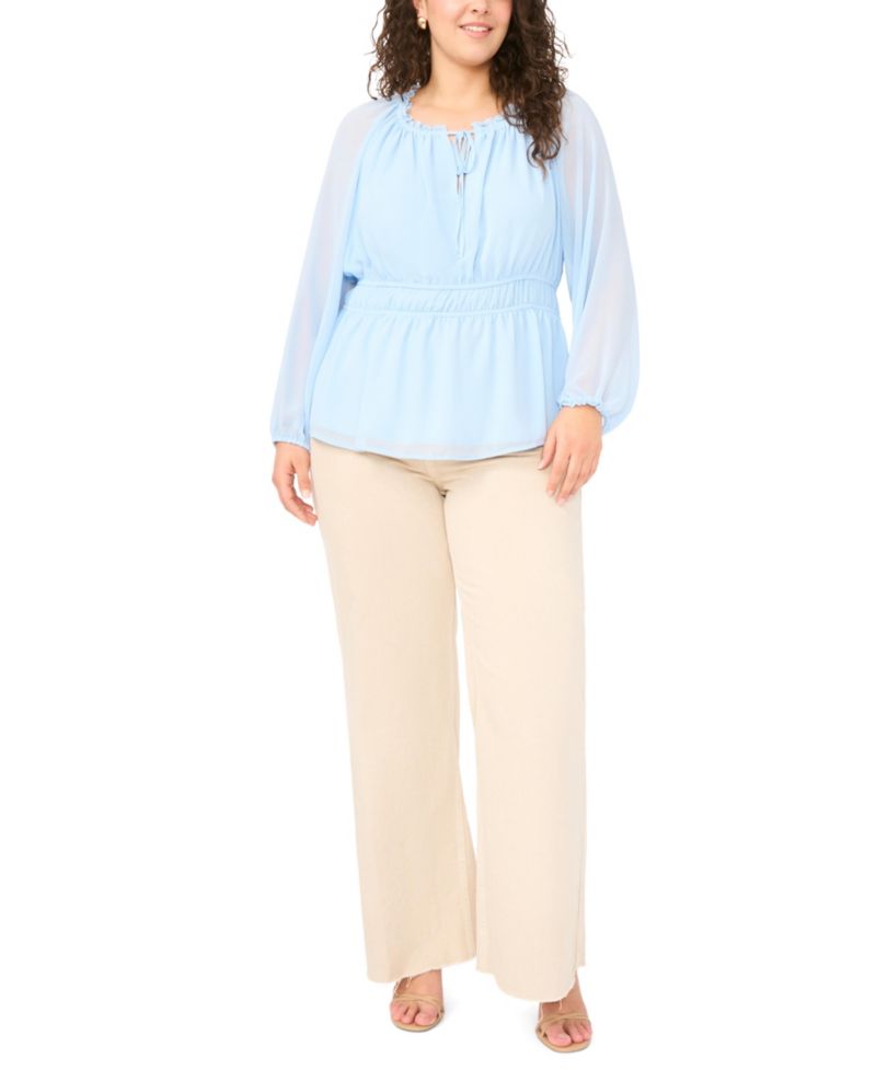 Plus Size V-Neck Long-Sleeve Top
