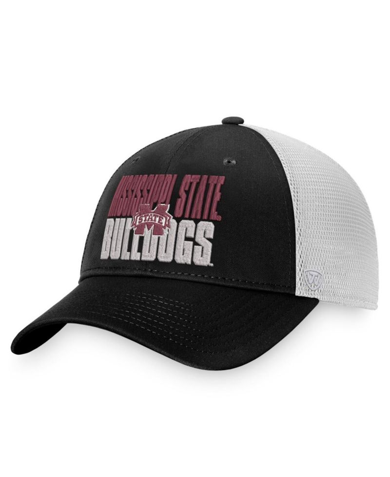 Men's Black, White Mississippi State Bulldogs Stockpile Trucker Snapback Hat