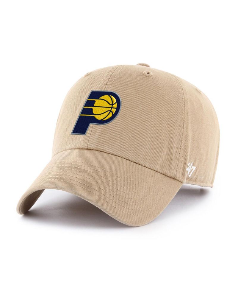 Men's Khaki Indiana Pacers Primary Logo Clean Up Adjustable Hat