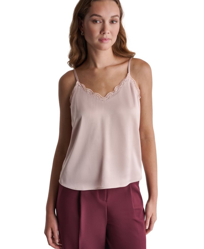 Women's Lace-Trim Strappy V-Neck Camisole