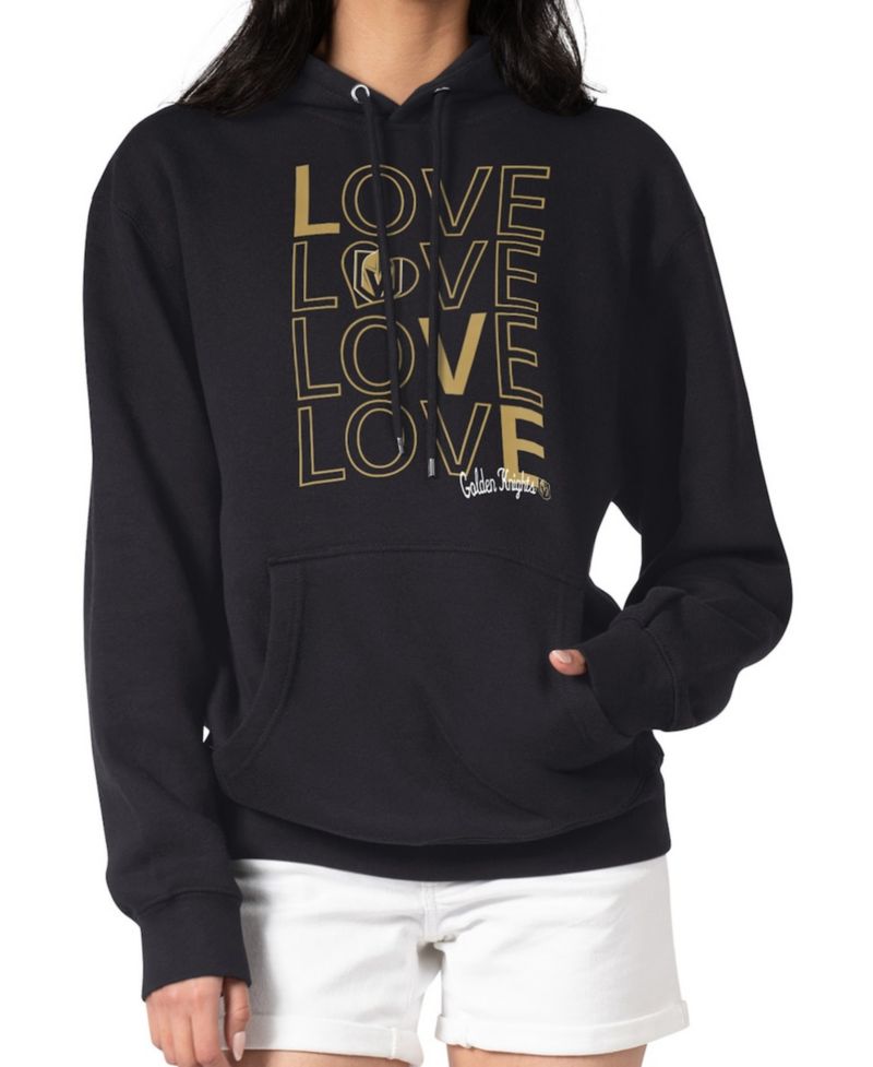 Women's Black Vegas Golden Knights Hockey Love Fleece Pullover Hoodie