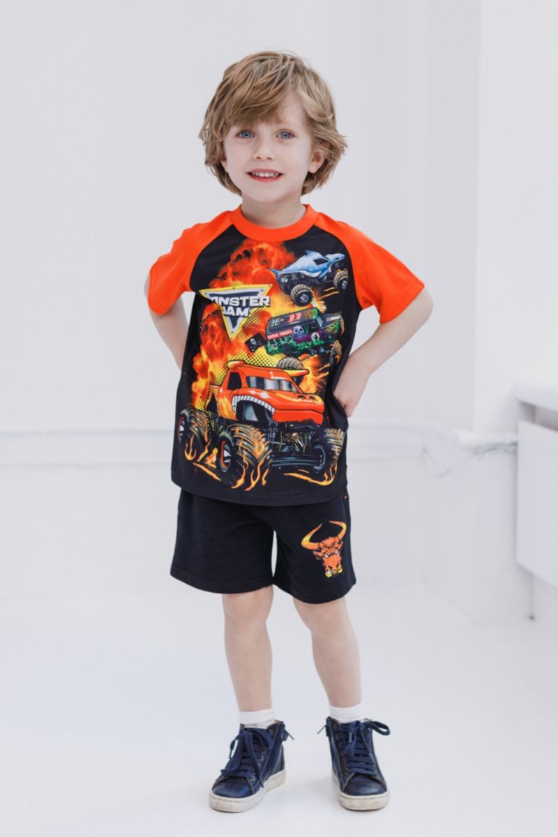 Boys (6 to 16)Grave Digger El Toro Loco Megalodon T-Shirt Tank Top and French Terry Shorts 3 Piece Set Toddler to Big Kid