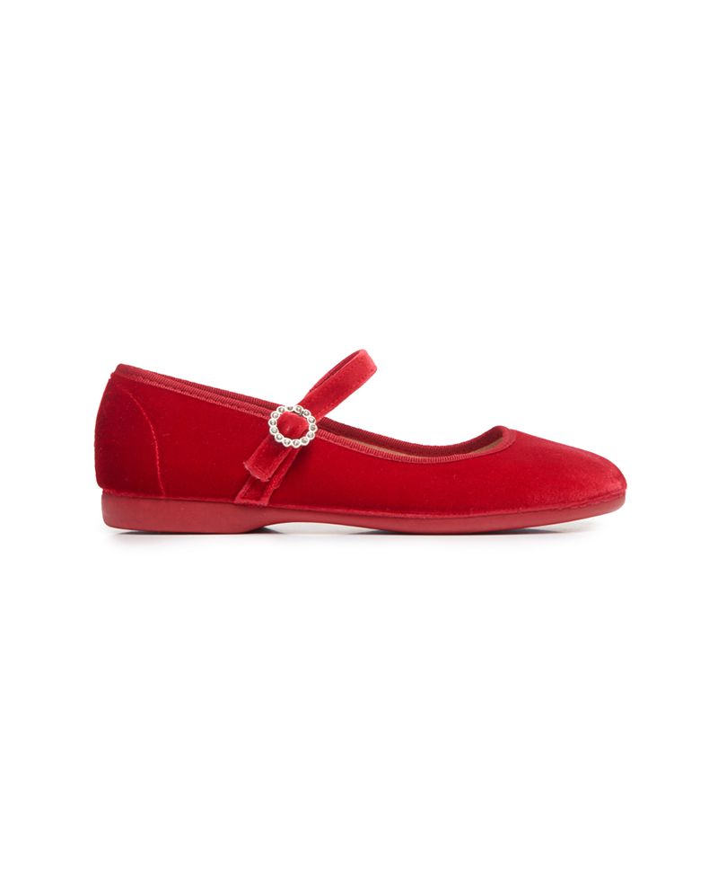 Girls Holiday Velvet Mary Janes in Red