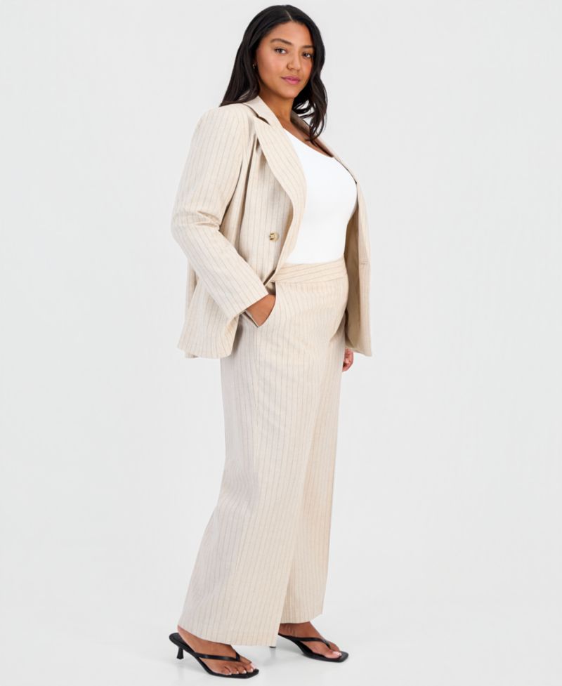 ASL Plus Size Pinstripe Wide-Leg Pants