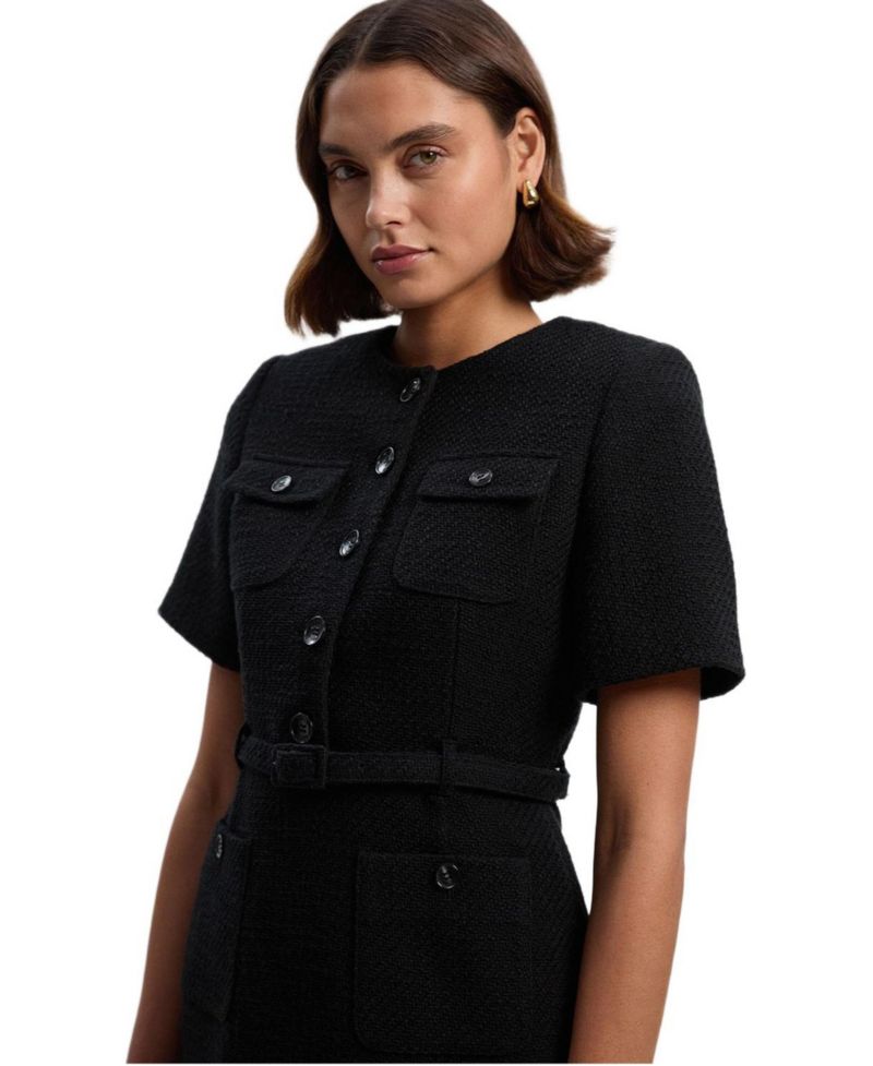 Women's Tweed Belted Mini Dress
