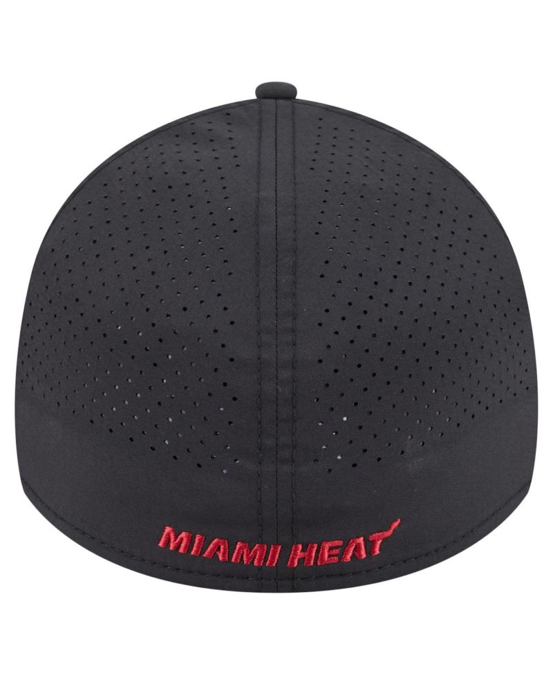 Men's Black Miami Heat Featherweight Poly Rope Flex 39Thirty Hat