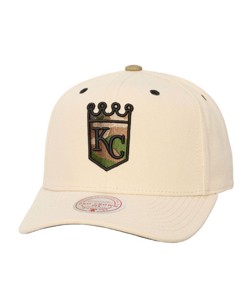 Men's and Women's Cream Kansas City Royals Camo Logo Pro Crown Snapback Hat
