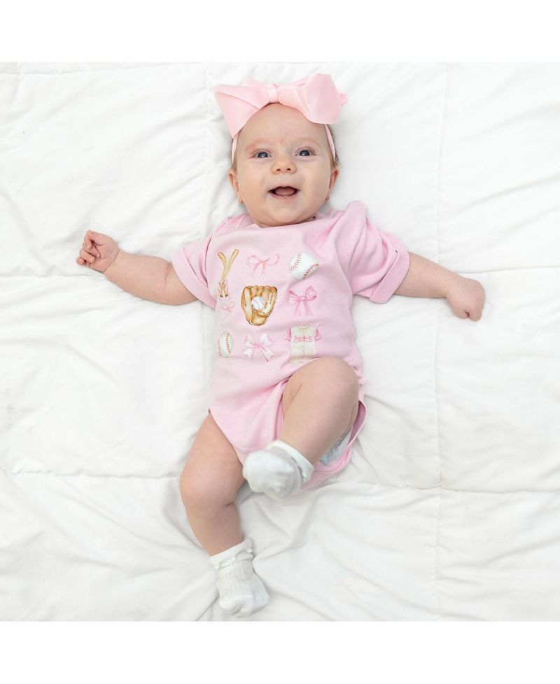 Baby Girls Baseball Cutie Short Sleeve Romper