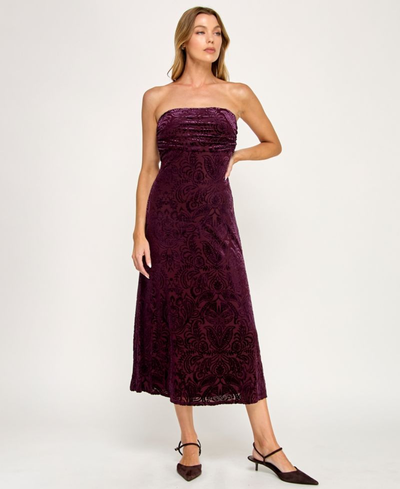 Juniors' Burnout Velvet Sleeveless Scarf Midi Dress