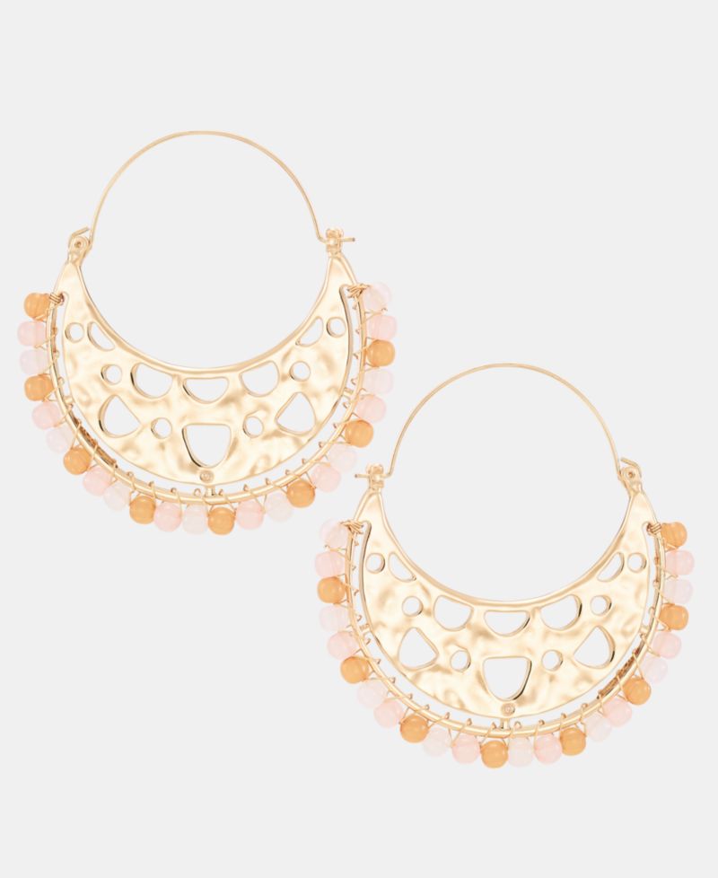 Gold-Tone Beaded Half Hoop Earrings