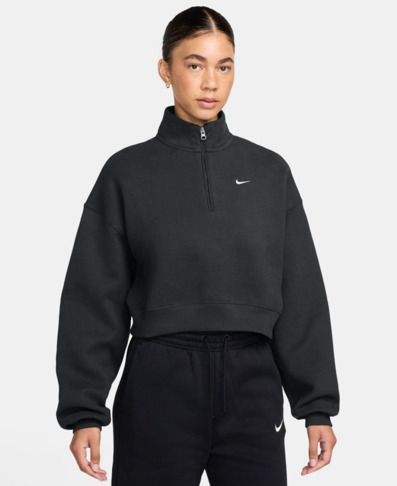 Women's Studio Fleece Oversized 1/4-Zip Cropped Top