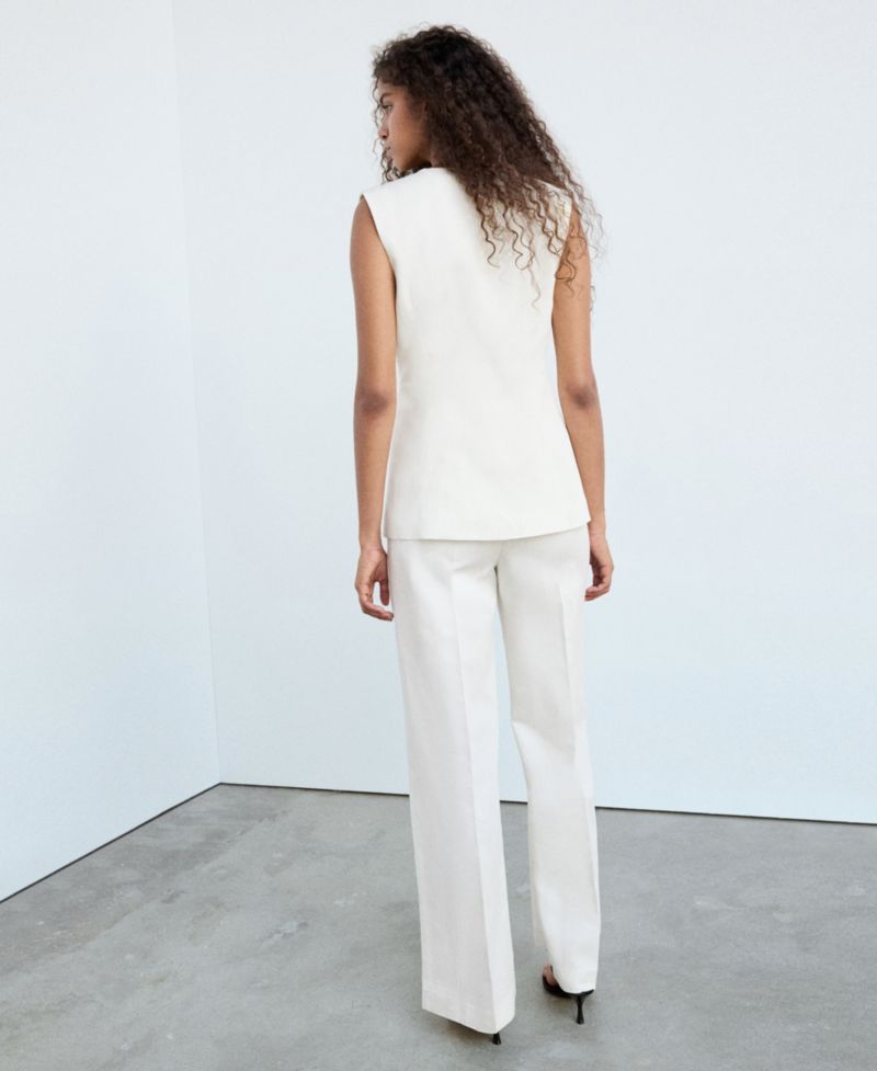 Women's Linen-Blend Wide-Leg Sleeveless Jumpsuit