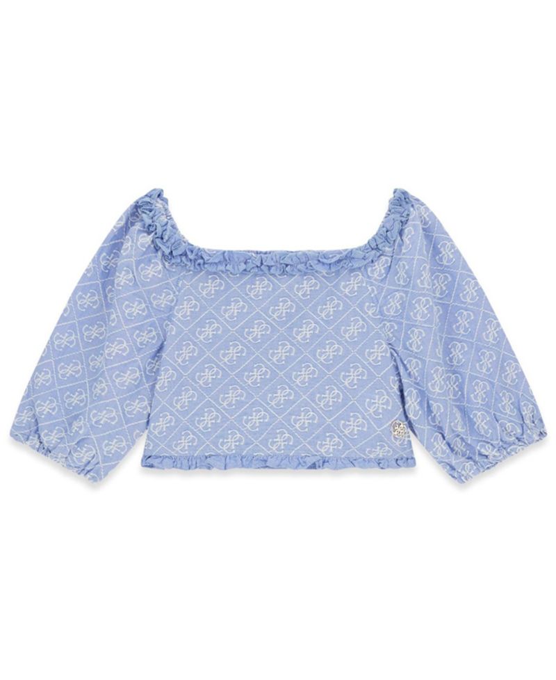 Girls' 7-16 Off-the-Shoulder Oxford Top