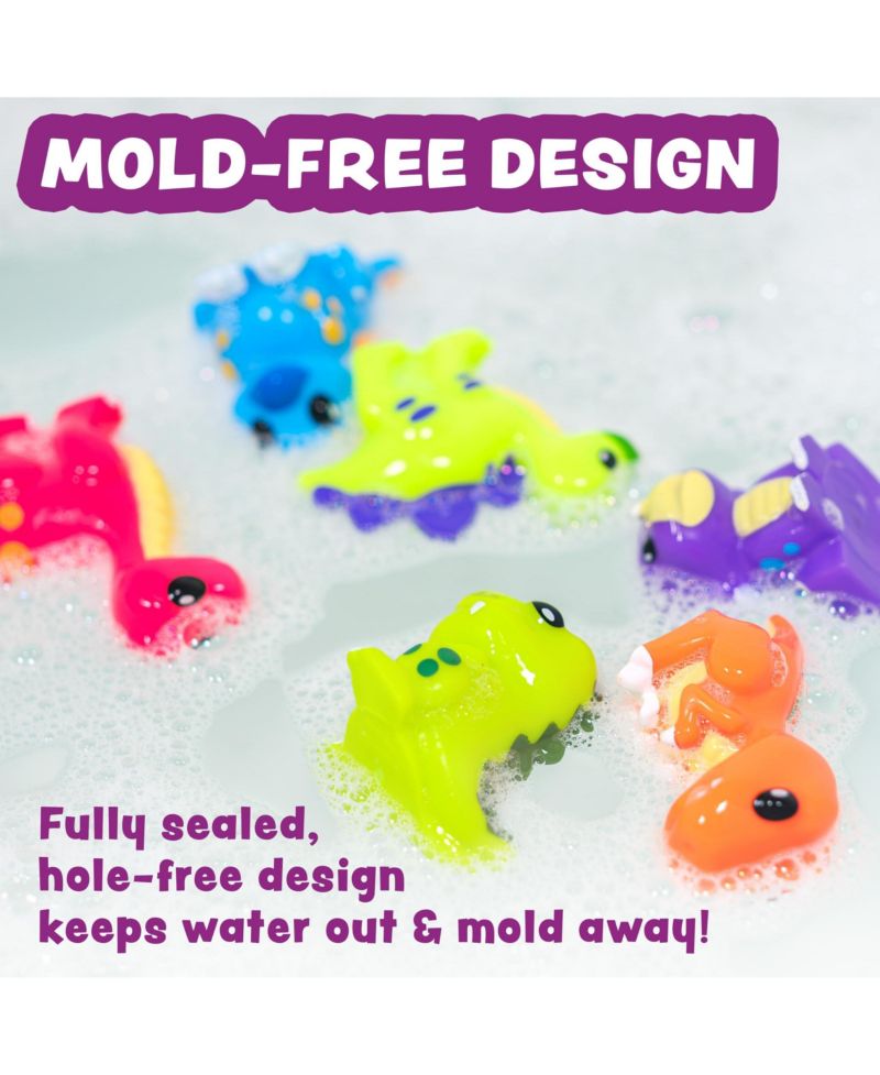 12 Pack Dinosaur Mold Free Bath Toys Sealed No Hole Design Soft Squeezable Float Water Easy Grip Pool Set