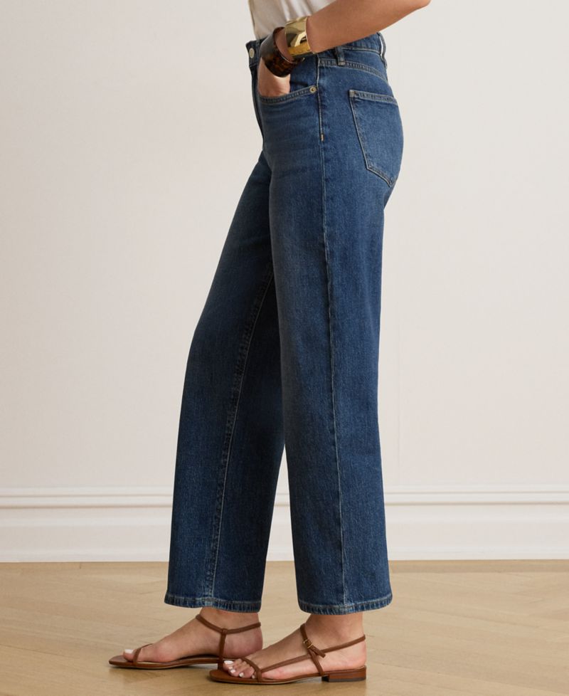 Petite High-Rise Relaxed Straight Ankle Jeans